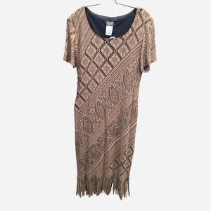 Women's gold mesh flapper style party dress‎ size 12 (l3)
